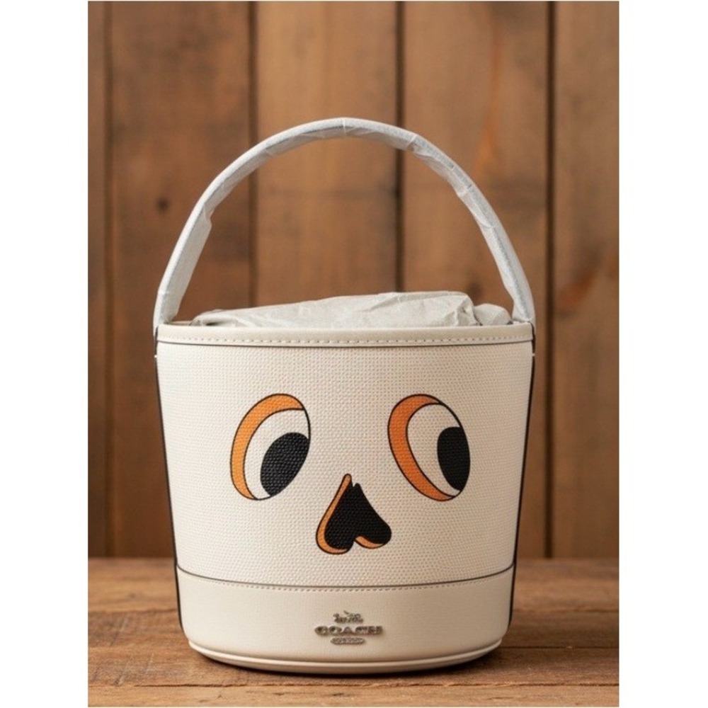 Coach Chalky White Limited Edition Skeleton Halloween Trick or Treat Bucket Bag